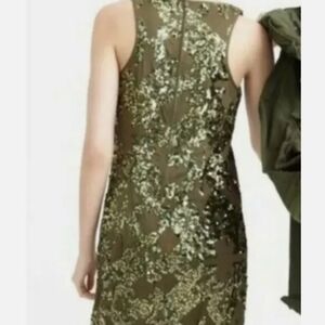 J.Crew Iridescent Sequin Shift Mini Dress Olive Green Size 00 100% Cotton